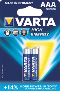 Varta HighEnergy, alkalická batéria LR3 (AAA) 2 ks, blister