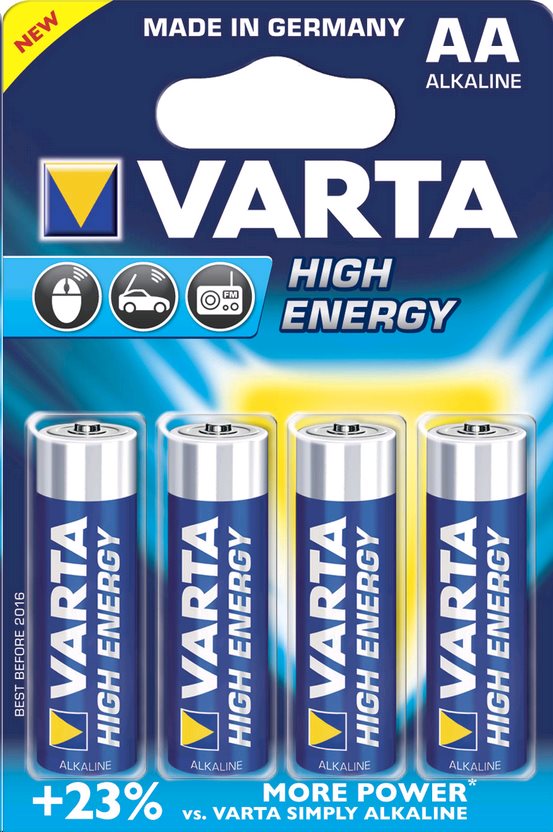 Varta HighEnergy, alkalická batéria LR6 (AA) 4 ks, blister