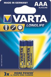Varta LongLife, alkalická batéria LR03 (AAA) 2 ks, blister