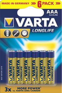 Varta LongLife, alkalická batéria LR03 (AAA) 6 ks, blister