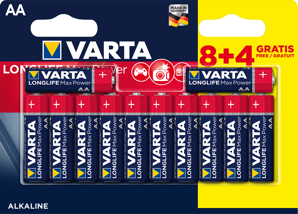 Varta Longlife Max Power AA 8+4 (Double blister)