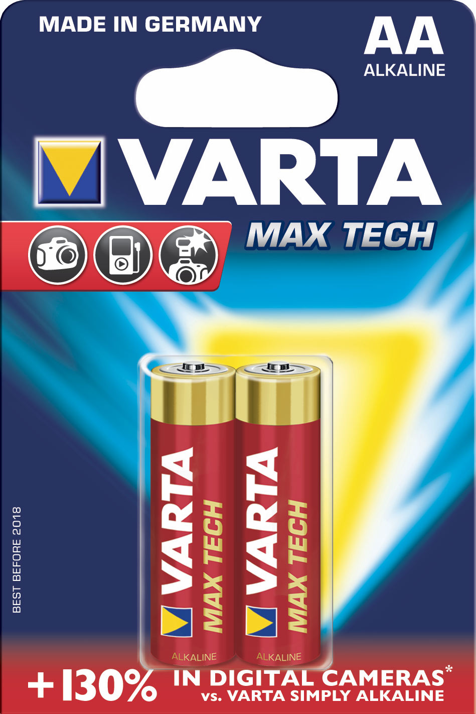 Varta MaxTech, alkalická batéria LR06 (AA) 2 ks, blister