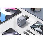 Vention nabíjačka, 2× USB-C, 1× USB-A, 70 W, sivá s káblom USB-C na USB-C, dĺžka 1 m