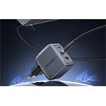 Vention nabíjačka, 2× USB-C, 1× USB-A, 70 W, sivá s káblom USB-C na USB-C, dĺžka 1 m