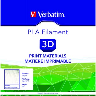 Verbatim 3D filament, PLA, 1,75mm, 1000g, 55274, transparentná