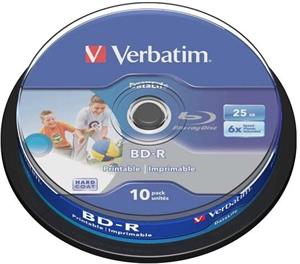 Verbatim Blu-ray BD-R DATALIFE [ Spindle 25 | 25GB | 6x | WHITE BLUE SURFACE ]