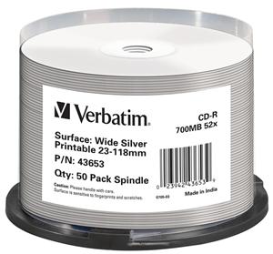 VERBATIM CD-R(50-Pack)Cake/Print/52x/700MB/NoID