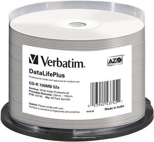 VERBATIM CD-R(50-Pack)Spindle/Print/52x/700MB/NoID