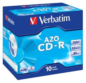 Verbatim CD-R 52x/700MB/Jewel/AZO Crystal, 1ks