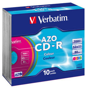 Verbatim CD-R 52x/700MB/Slim/AZO Colour