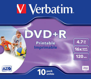 Verbatim DVD+R 16x/4.7GB/Jewel/Print, 1ks