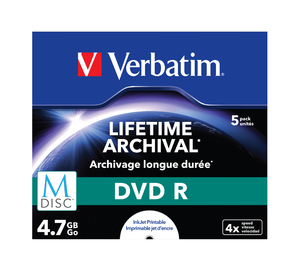 Verbatim DVD R 4,7 GB (120min) M-Disc 4x Printable jewel box, 5ks/pack