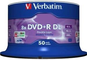 Verbatim DVD+R DL [ spindle 50 | 8.5GB | 8x | matt silver surface ]