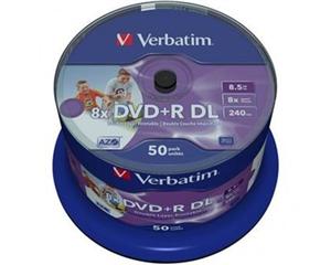 Verbatim DVD+R, DoubleLayer /8x/8,5GB/50pack/Print