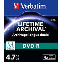 Verbatim DVD-R, M-Disc, 3-pack, 4.7GB, 4x, 12cm, General, Standard, slim box, pre archiváciu dát
