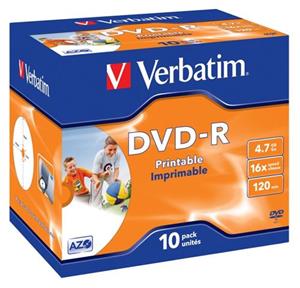 Verbatim DVD-R Printable/16x/4.7GB/Jewel - cena za 1ks