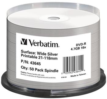 Verbatim DVD-R [ spindle 50 | 4,7GB | 16x | WIDE SILVER INKJET PRINTABLE