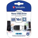 Verbatim Store 'n' Stay Nano 16 GB microOTG, čierny