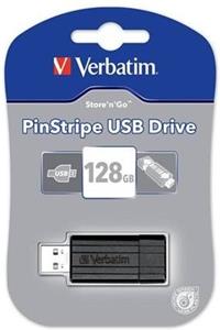 Verbatim USB flash disk, USB 2.0, 128GB, Pinstripe, čierny