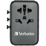 Verbatim UTA-05 cestovný adaptér, GaN, 2xUSB-C PD 65W, 2xUSB-A