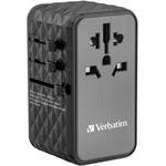 Verbatim UTA-06 cestovný adaptér, GaN, 2xUSB-C PD 100W, 2xUSB-A