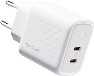 Voltme Revo 45 Duo CC, GaN nabíjačka s 2x USB-C výstupom, 45W, biela