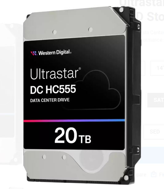 WD Ultrastar DC HC555/20TB/HDD/3.5"/SATA/M.2 SATA/7200 RPM/Stříbrná/5R