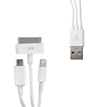 WE Datový kabel micro USB/iPhone4/5 20cm bílý