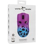 White Shark Dagonet, herná bezdrôtová myš, BT+ 2,4GHz, modrá, fialová
