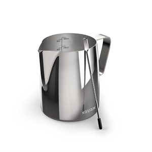 Xavax Barista, kanvička na prípravu mliečnej peny, s perom pre Latte Art, 600 ml, nerez, strieborná