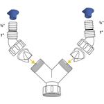 Xavax sifónová rozdvojka 1" na 2x 3/4", pre 2 odtokové hadice k 1 sifónu, spätný ventil, tesnenie