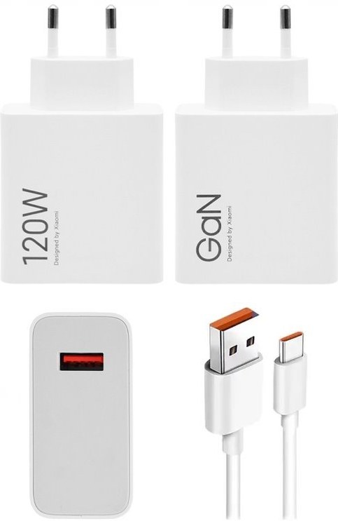 Xiaomi MDY-14-EE USB-A 120W GaN Cestovná Nabíjačka + USB-C 6A Dátový Kabel White