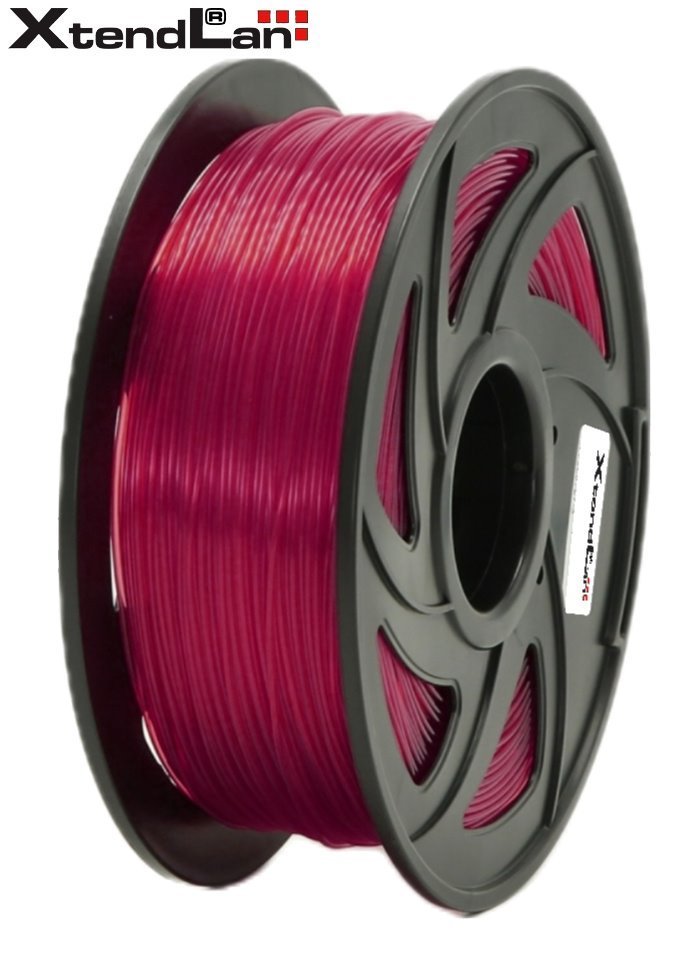 XtendLAN PLA filament 1,75mm, priehľadný červený 1kg