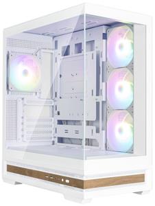 Zalman skříň P40 Namu / midT/ 4x120mm ARGB fan / 2xUSB 3.0 / USB-C / panoramatická / dřevěné doplňky / bílá