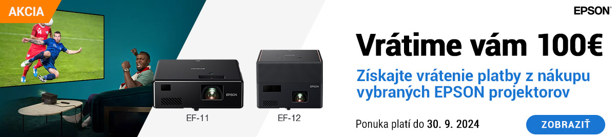 Získajte 100 € cashback na projektory Epson